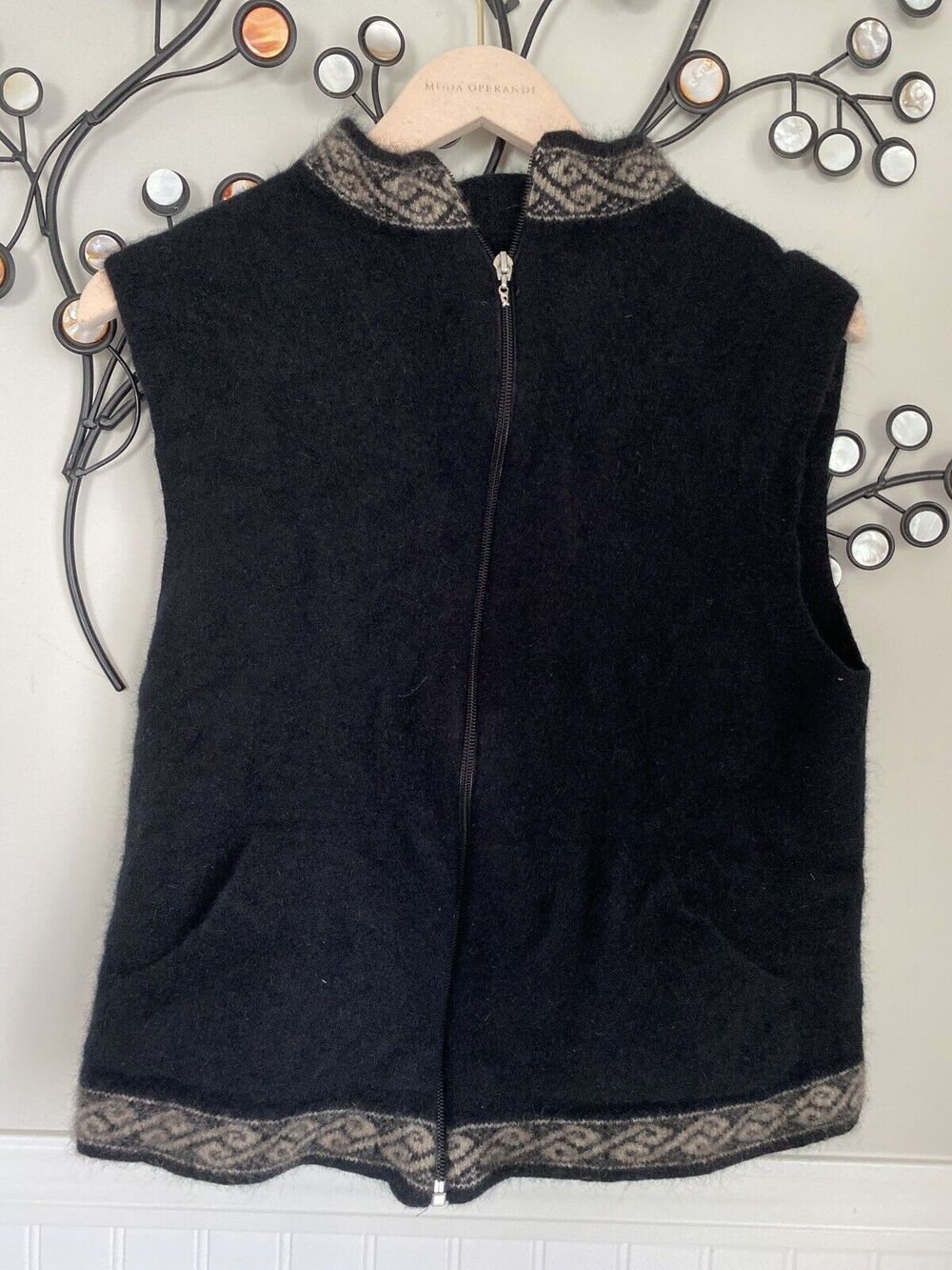 Vest jacket made of pure wool, handmade, using the felting technique black S